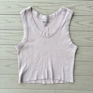 John Gault Pink Cropped Ribbed Tank Top